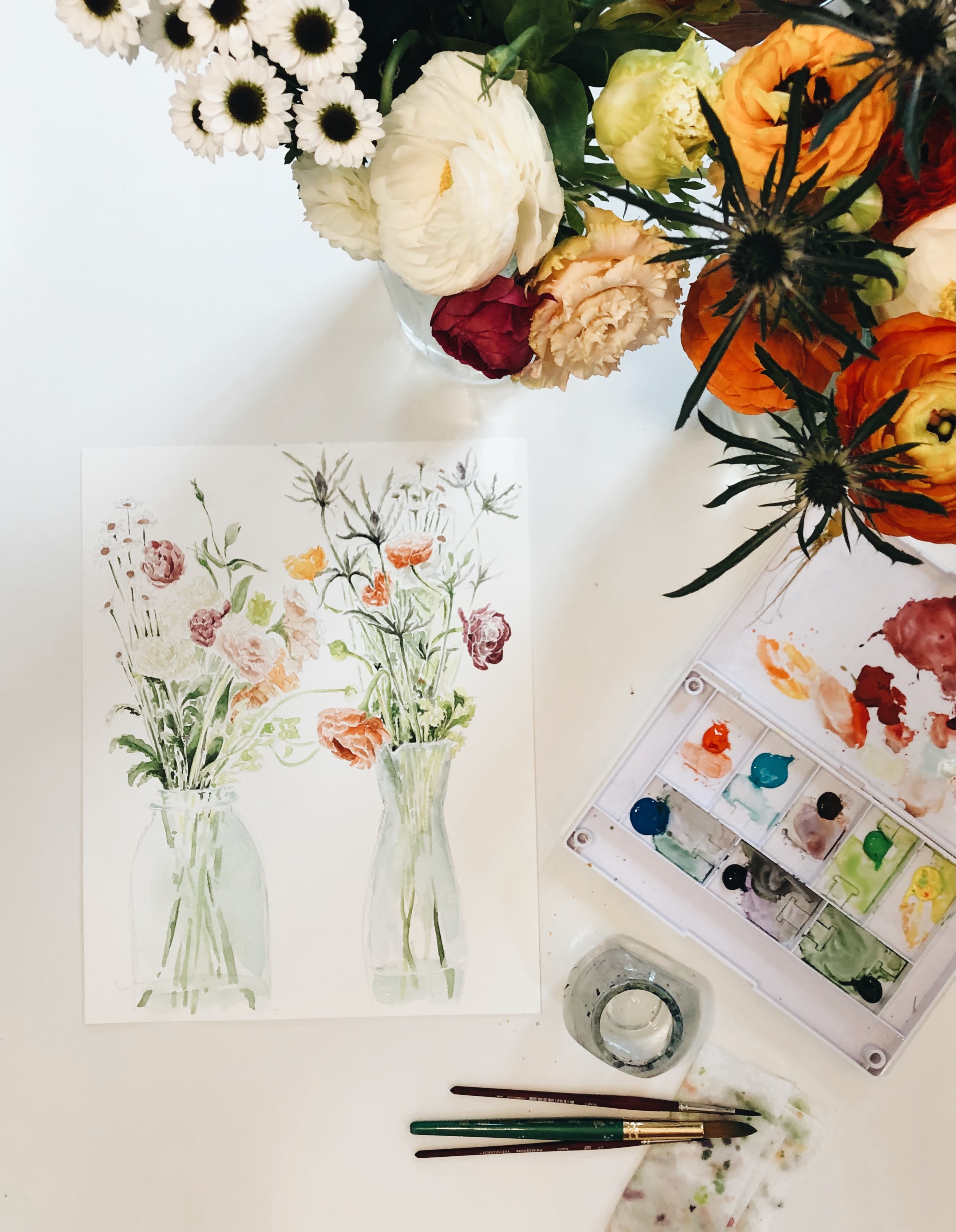 Flower vase watercolor