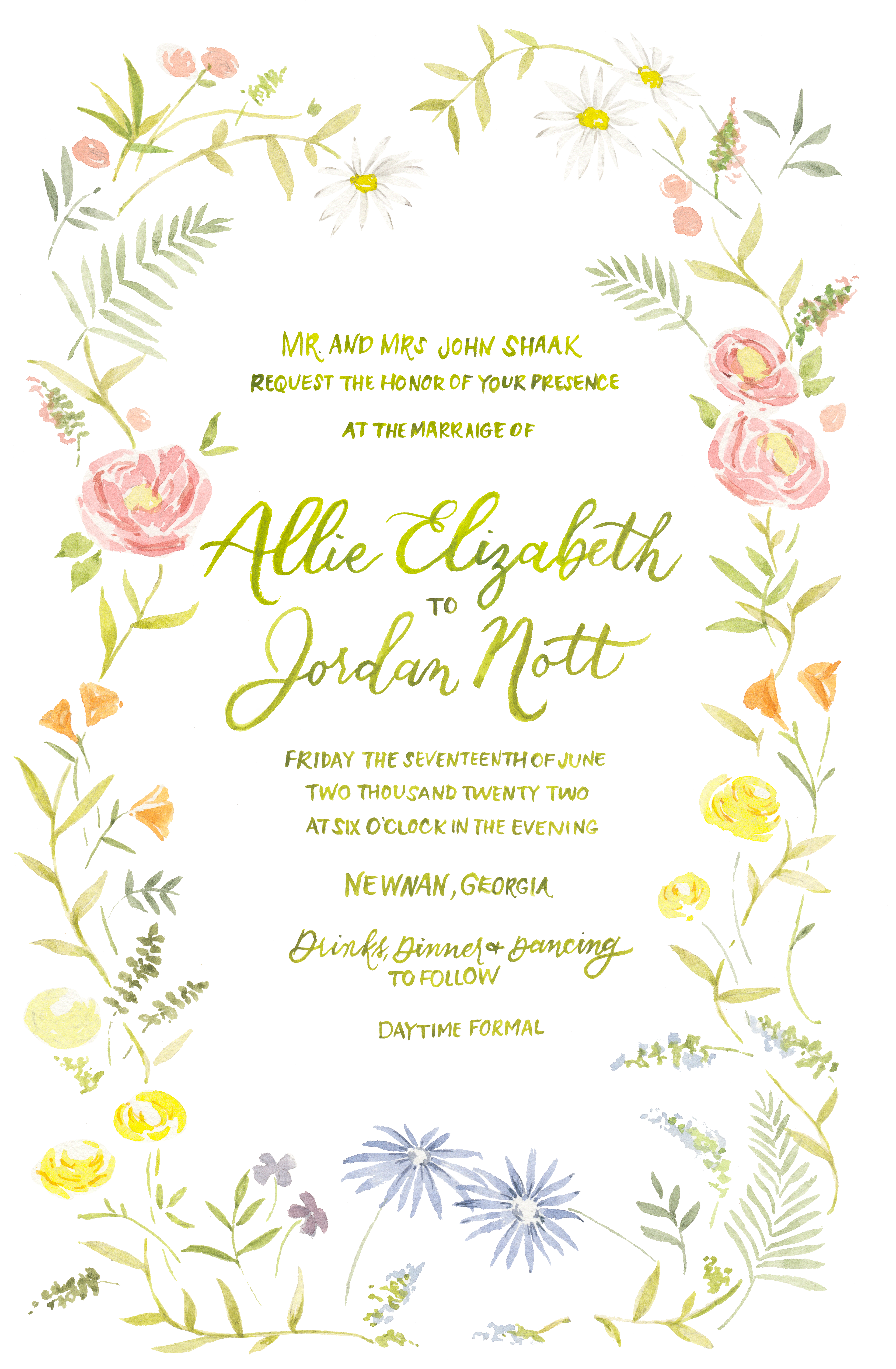 Wedding invitation border illustration